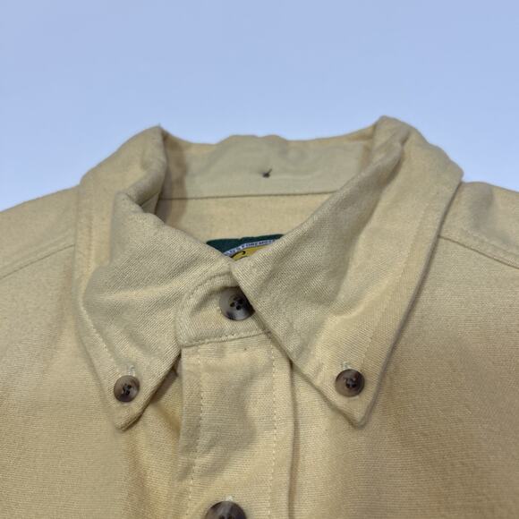 Cabela’s Men’s Medium Button Up Shirt Deer Embroidered Logo Yellow Long Sleeve - Picture 6 of 14